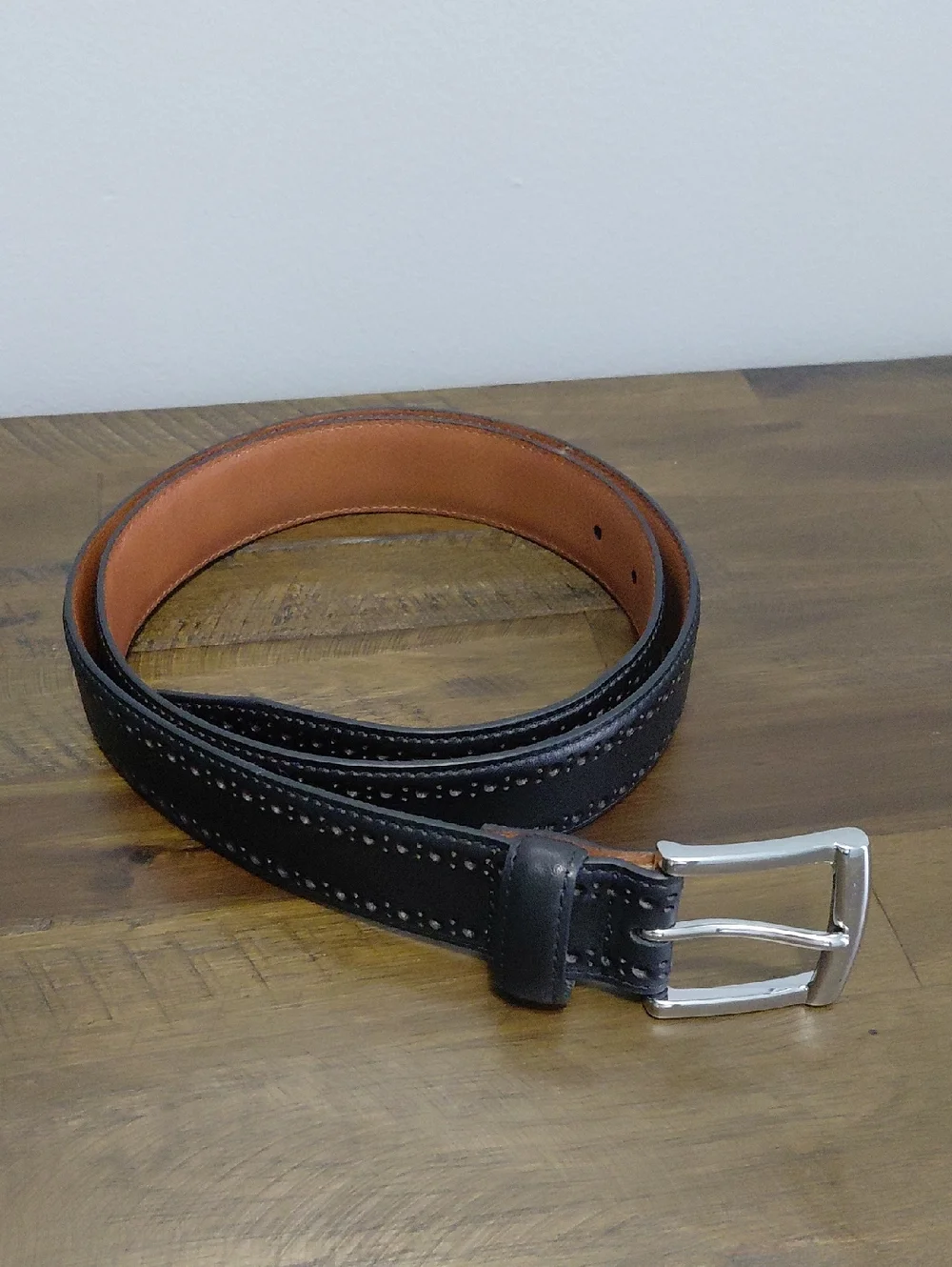 Johnston & Murphy Classic Black Leather Men's Belt Sz 38